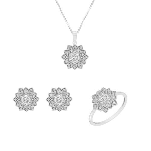 Zlatá květinová kolekce šperků s diamanty Sharla