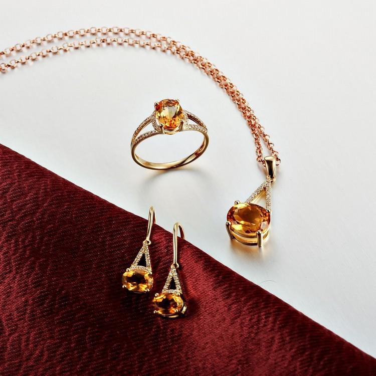 Set šperků ze žlutého zlata s citríny 4750