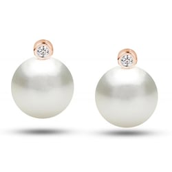 Náušnice s bílými perlami a diamanty Lara