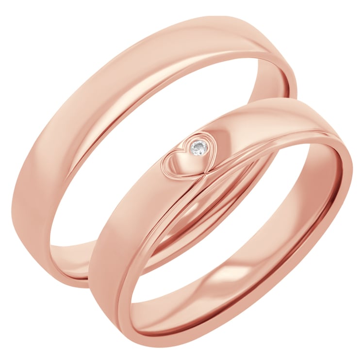 Snubní prsteny ze zlata se srdcem a diamantem Maline