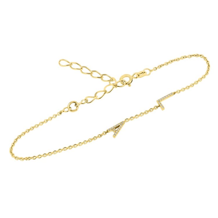 Stříbrný náramek se 2 písmenky a lab-grown diamanty Anika 152309