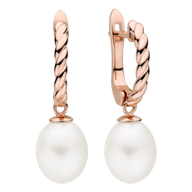 Stříbrné jednoduché visací náušnice s perlou Alfred