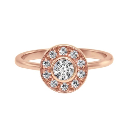 Lab-grown diamanty v halo zásnubním prstenu Fernanda