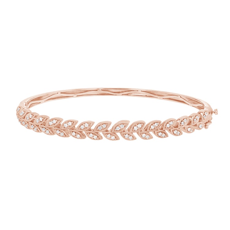 Elegantní náramek s třpytivými diamanty z růžového zlata 107324