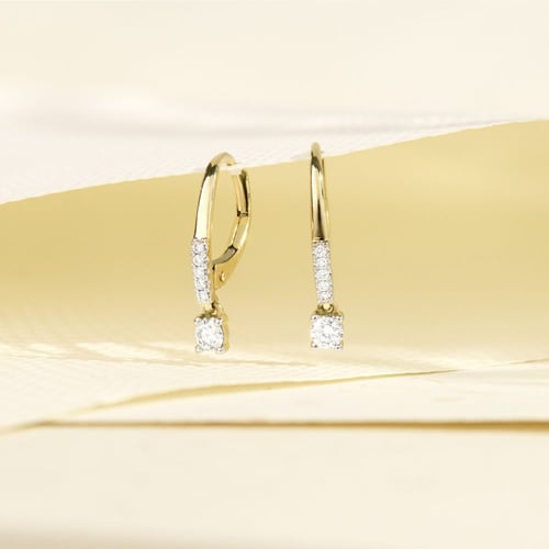 Stříbrné visací náušnice s 0.1ct lab-grown diamantem Noor