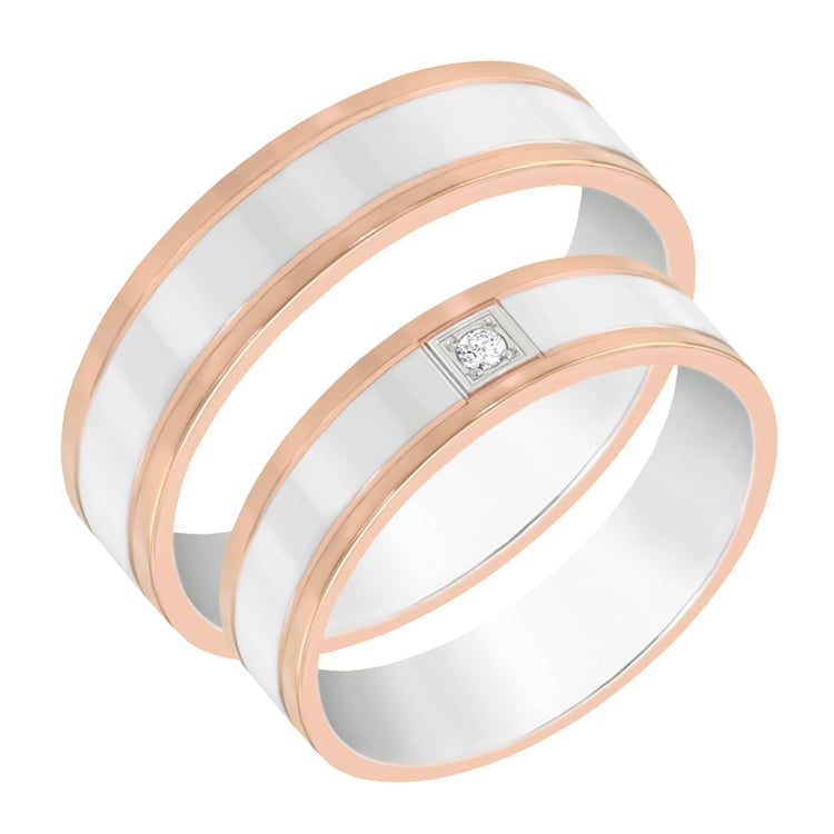 Dvoubarevné snubní prsteny s diamantem 60589