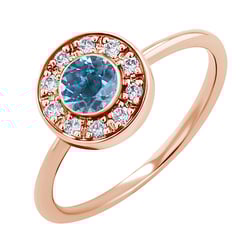 Zásnubní diamantový halo prsten s londýnským topazem Fernanda