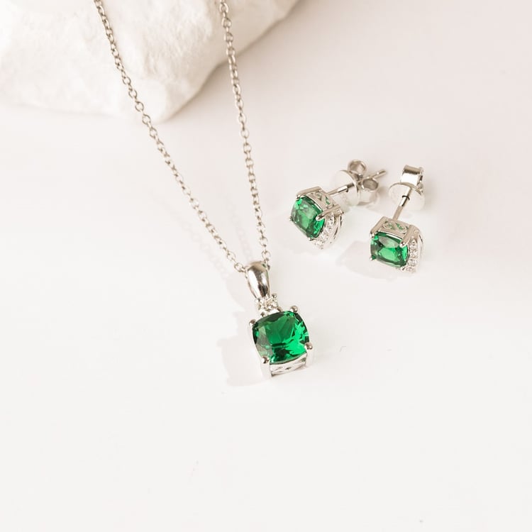 Stříbrné smaragdové náušnice 164415