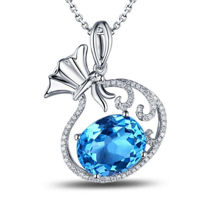 Zlatý náhrdelník s topasem a diamanty Clarity