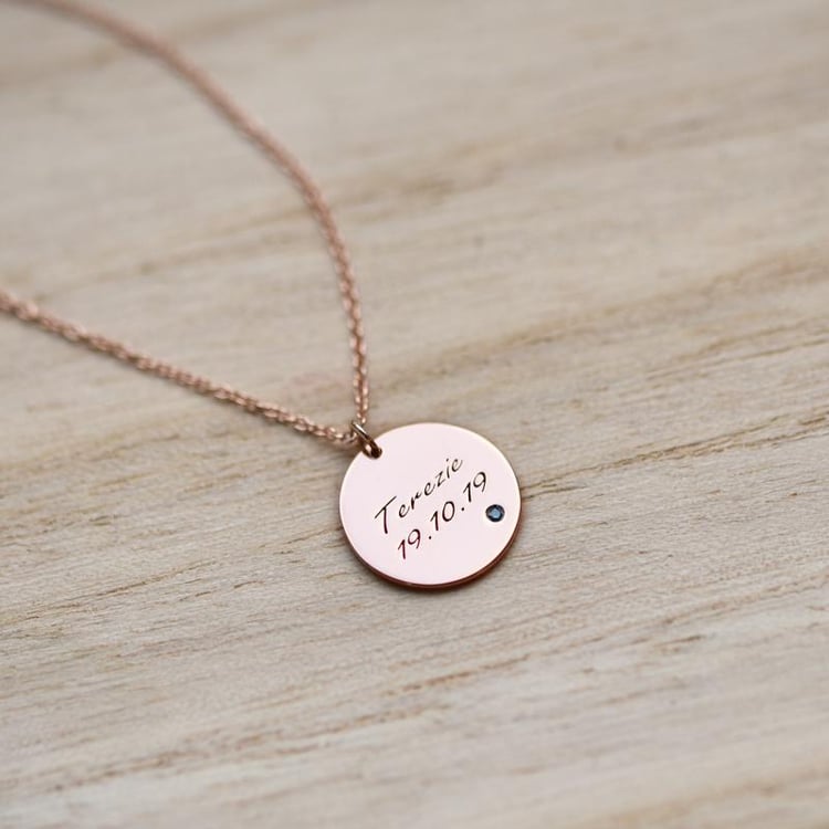 Zlatý přívěsek s modrým diamantem a gravírem 51583