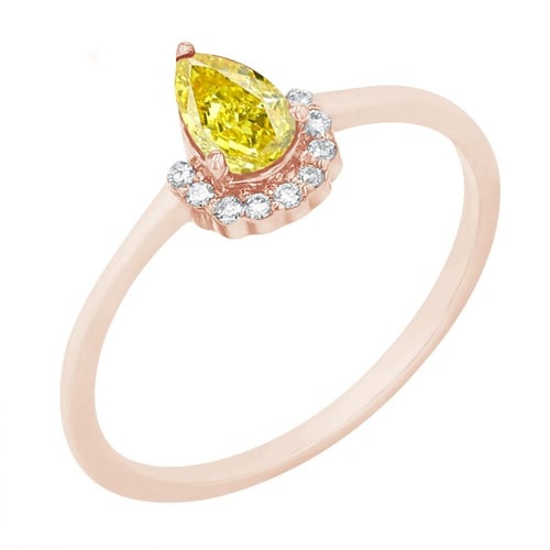 Zásnubní prsten s certifikovaným fancy yellow lab-grown diamantem Pallavi