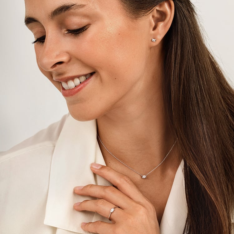 Minimalistický prsten ze stříbra s lab-grown diamantem Otto 163138