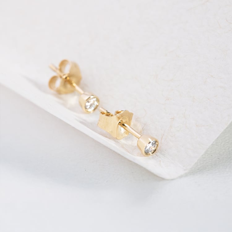 Stříbrné minimalistické bezel náušnice s lab-grown diamanty Tofine 150317