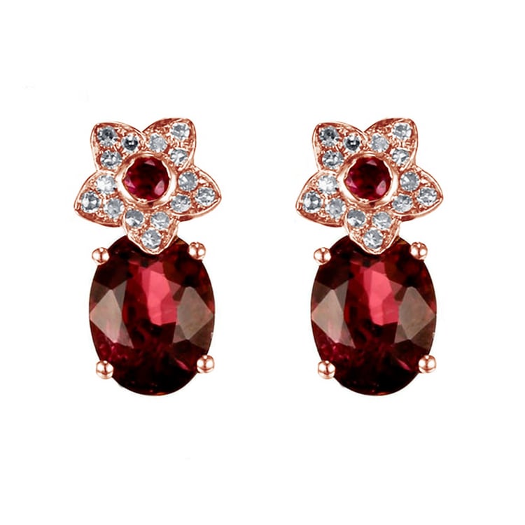 Zlaté turmalínové náušnice s diamantovým květem Isabella