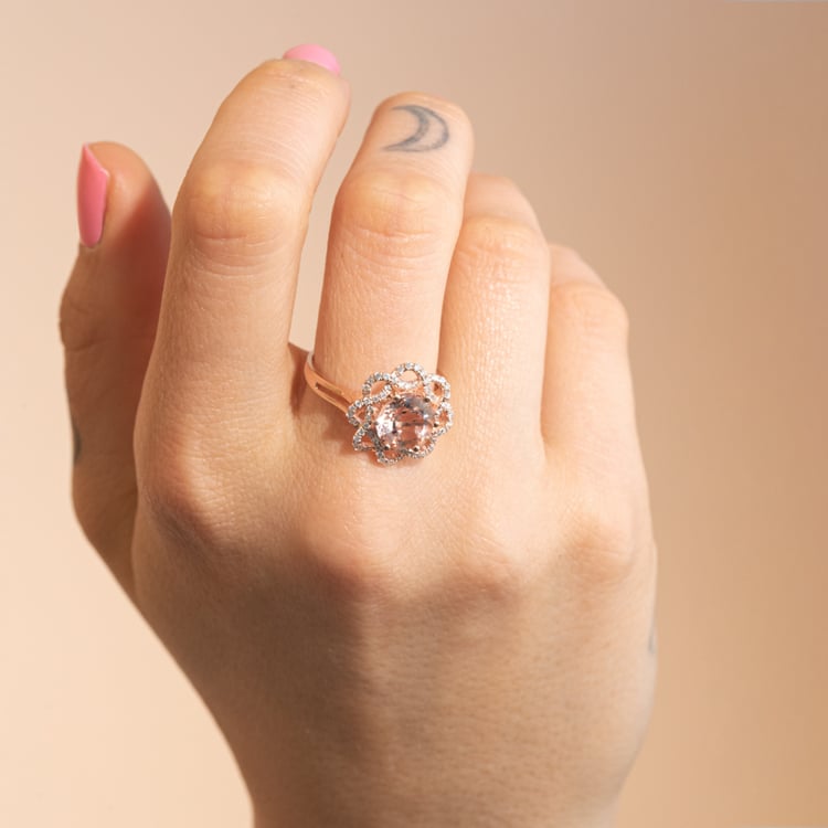 Zlatý prsten s morganitem a diamanty Mahati 102103