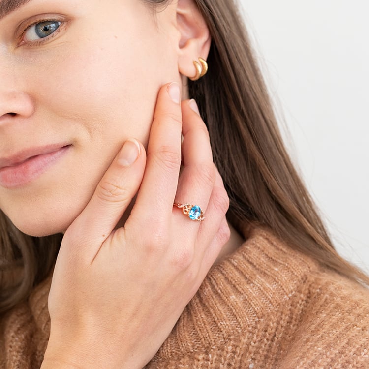 Zlatý topazový prsten s diamanty Alanyse 114524