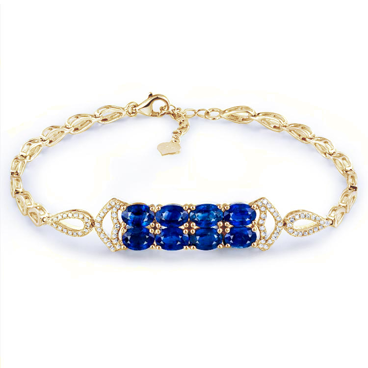 Zlatý náramek se safíry a diamanty 86477