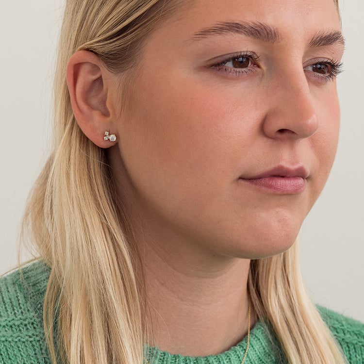 Stříbrná cluster kolekce šperků s moissanity a lab-grown diamanty Halli 128536