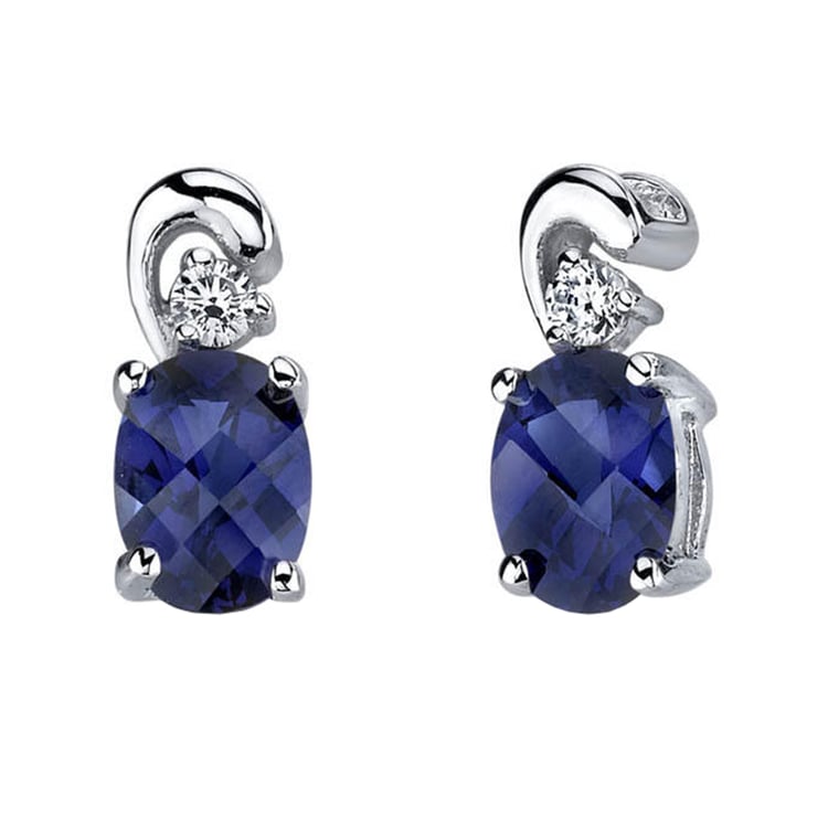 Stříbrné náušnice s oválnými safíry Trishanku