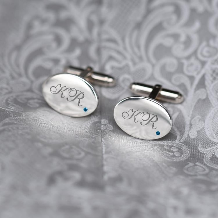 Manžetové knoflíčky s modrými diamanty 46947