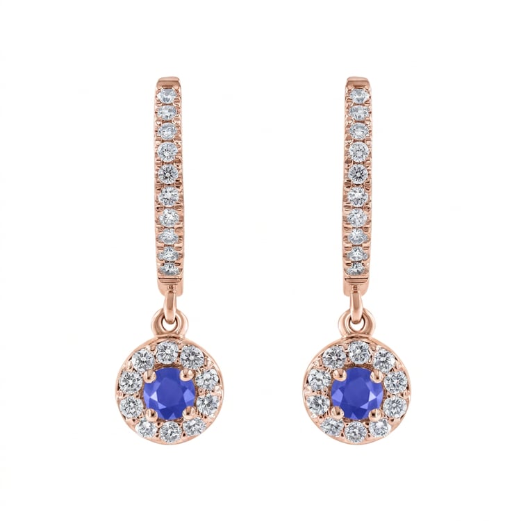 Půvabné stříbrné náušnice s modrými safíry a lab-grown diamanty Donna 169440