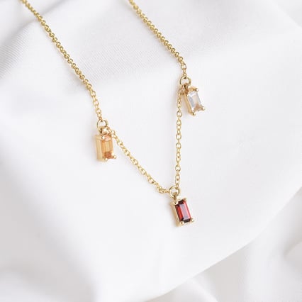 Zlatý náramek s citrínem, granátem a safírem Veera