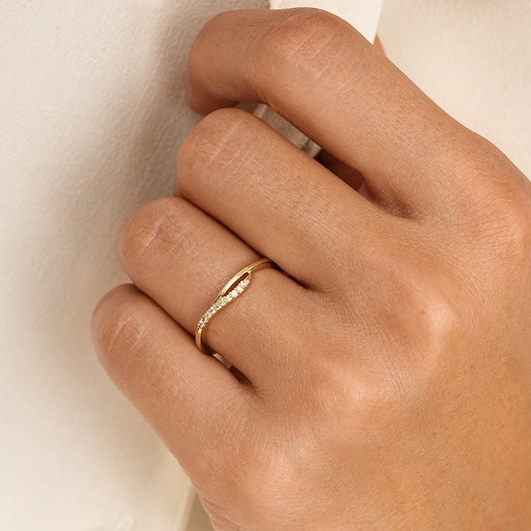 Atypický prsten ze zlata s lab-grown diamanty Terje 163033