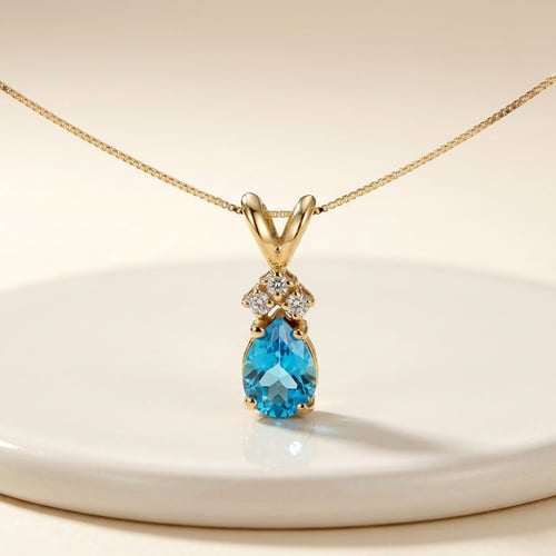 Slza se švýcarským topazem ve zlatém přívěsku s lab-grown diamanty Electrah