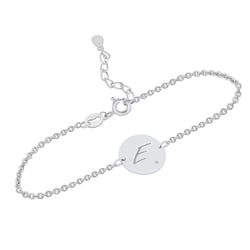 Stříbrný náramek s diamantem a s gravírem písmene Dian