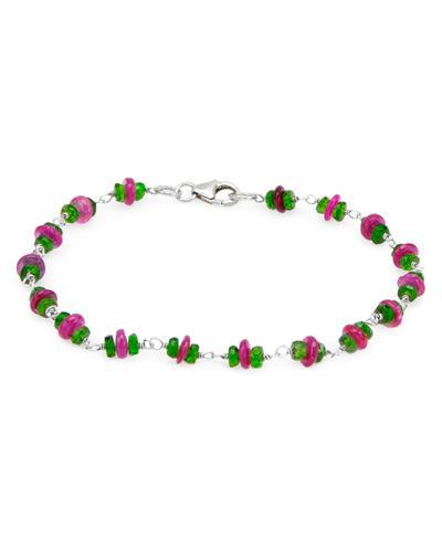 Náramek s diopsidy a rubíny