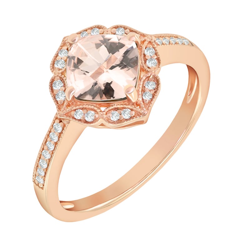 Zlatý prsten z růžového zlata s morganitom
