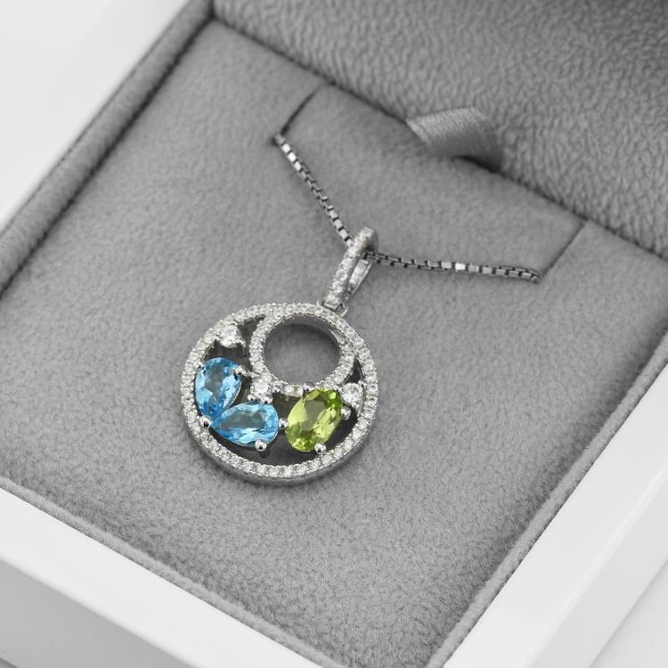 Náhrdelník s topazy a olivínem 47837