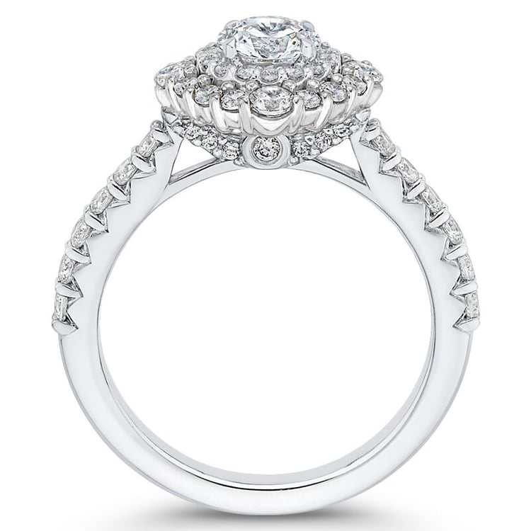 Zlatý zásnubní halo prsten s diamanty 68396