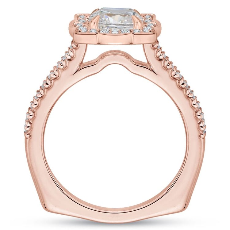 Diamantový zásnubní halo prsten ze zlata 46275