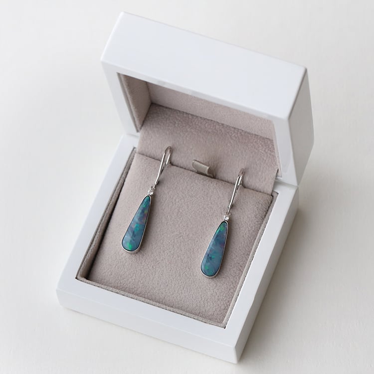 Náušnice s modrými opály a diamanty 73839