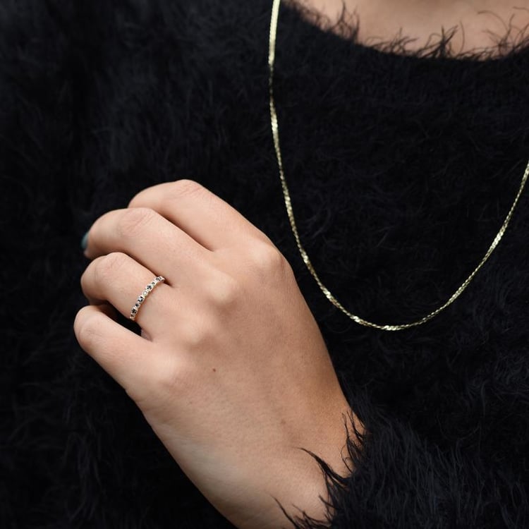 Zlatý eternity prsten s modrými diamanty Lena 48540