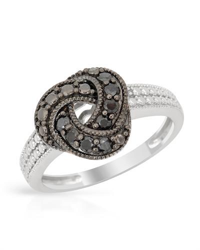 Stříbrný prsten s černými diamanty