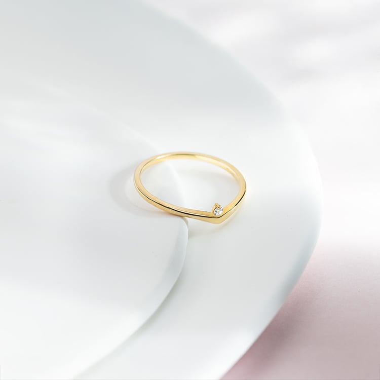 Stříbrný vykrojený prsten s lab-grown diamantem Doreen 150789