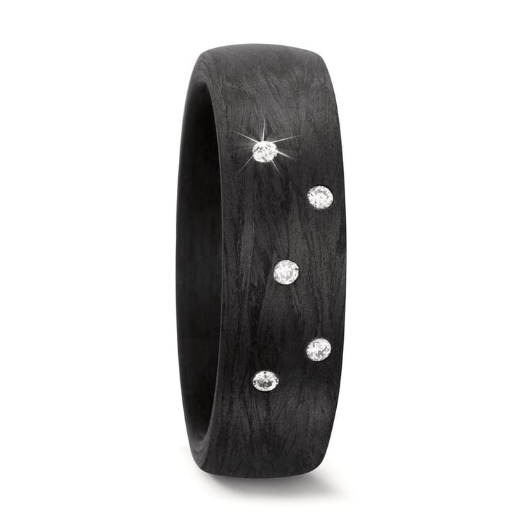 Ploché karbonové snubní prsteny s diamantem Lola 166494