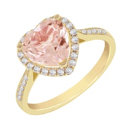 Zlatý prsten se srdcovým morganitem a diamanty Rena