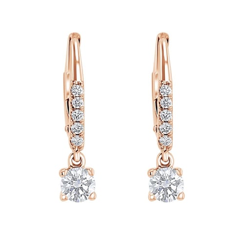 Zlaté visací náušnice s 0.2ct přírodním diamantem Sumaya
