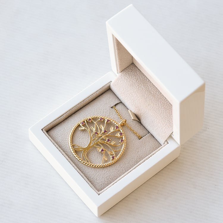 Stříbrný rhodolitový přívěsek ve tvaru stromu života Byrd 119577