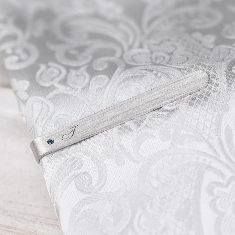 Kravatová spona s modrým diamantem a gravírem dle přání 47753