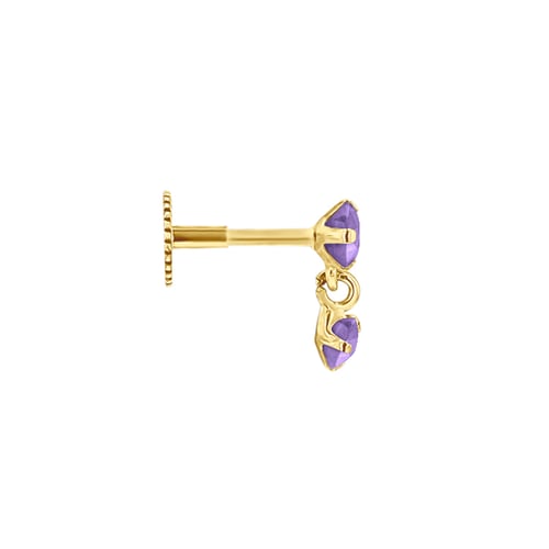 Zlatá piercing náušnice s ametysty Dyre