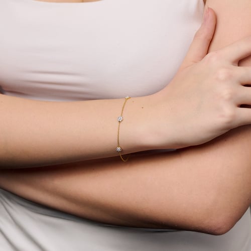 Řetízkový náramek s kytičkami z lab-grown diamantů Amala