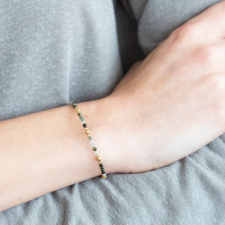 Stříbrný pozlacený náramek s turmalínovými korálky Aubry 115791