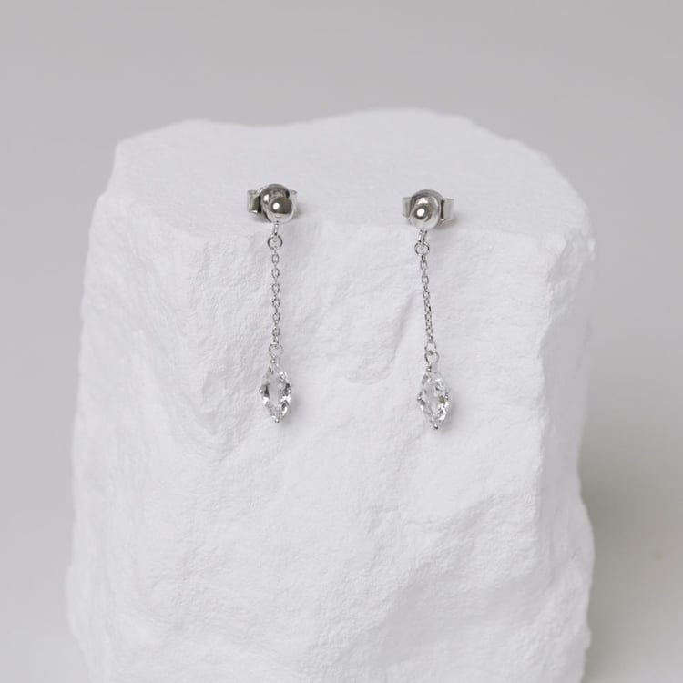 Zlaté visací náušnice s bílým topazem Maritza 164054