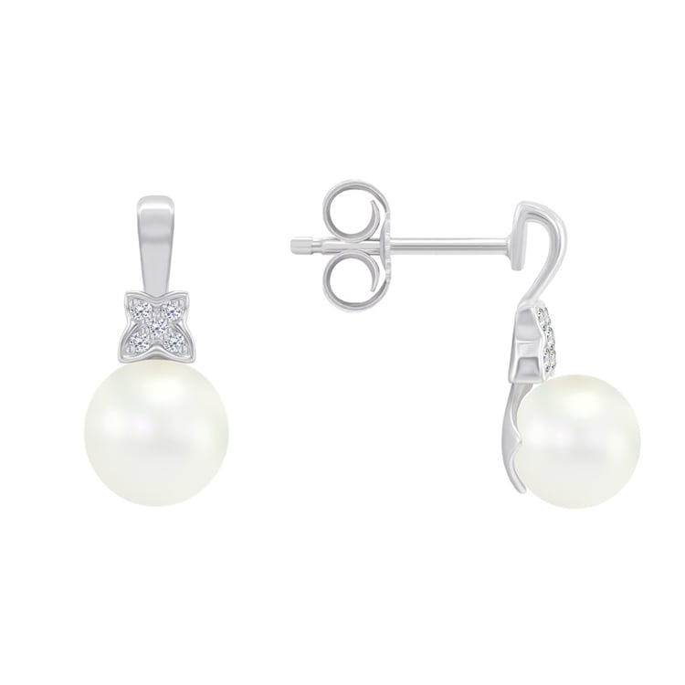 Perlové náušnice s diamanty 44004