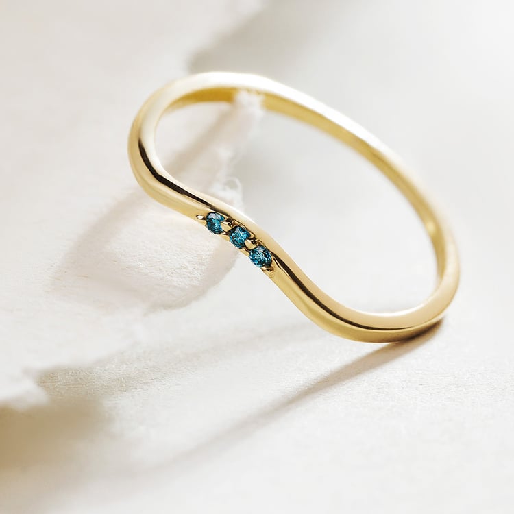 Stříbrný prsten se třemi modrými diamanty 157773