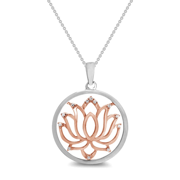 Stříbrný přívěsek lotos s lab-grown diamanty Yule 104430